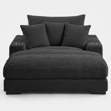 Upholstered Chaise Lounge With Cup Holders USB Port And Pillows