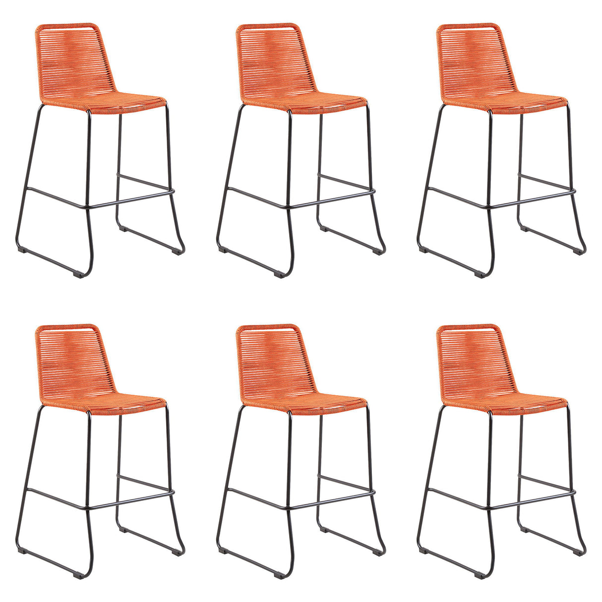 Shasta - 30" Outdoor Metal And Rope Stackable Barstool