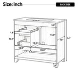 36" Bathroom Vanity With Sink, Soft Close Drawers - Natural