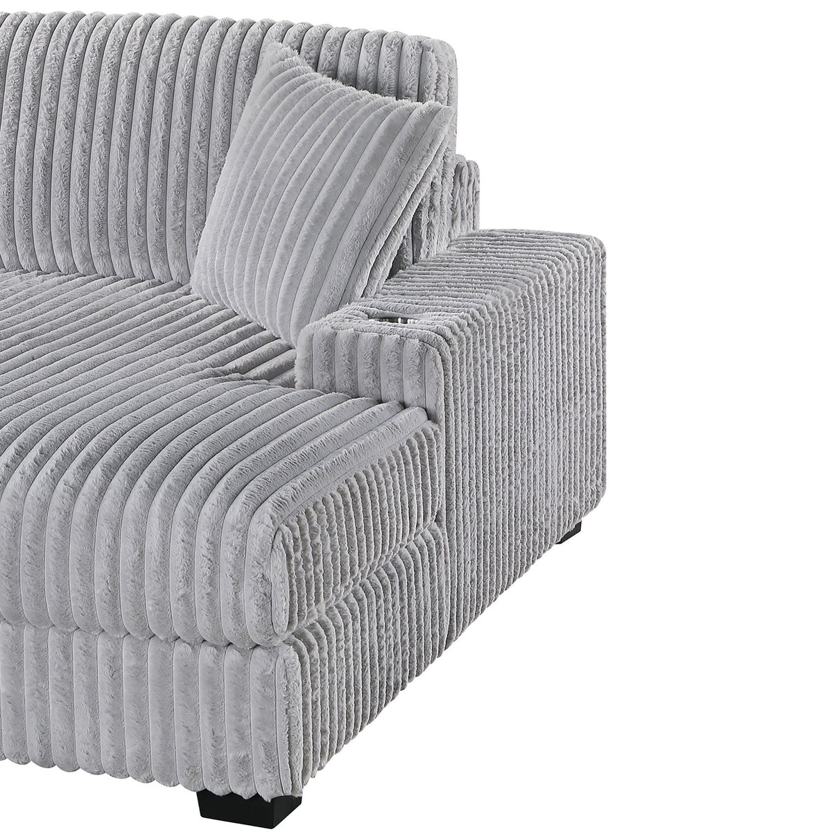 RAF Chaise With Cup Holder Modular Living Room Furniture Pillow - Gray / Mink