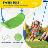 5 In 1 Kids Swing Set With Saucer Swing, Belt Swing, Basketball Hoop & Soccer Goal - Blue / Yellow