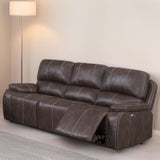 Power Reclining Sofa With Built In USB Port - Chocolate