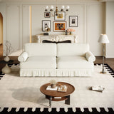Luxuriously Comfortable Cloud Couch With Elegant Rolled Arms & Pleated Skirt Design
