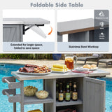 Foldable Outdoor Kitchen Island With Storage Cabinet