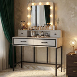 Vanity Desk With 3 Color Lighted Mirror And 4 Drawers