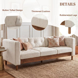 3 Seater Sofa With Square Arms, Tufted Pillow Back For Living Room
