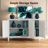 3 Door Buffet Cabinet With Adjustable Shelves - Matte White / Grayish
