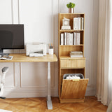Tall Narrow Fluted Storage Cabinet With Trash Bin Compartment For Kitchen (Trash Can Not Included)