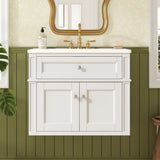 Wall Mounted Bathroom Vanity With Tip Out Drawer And Open Back Design