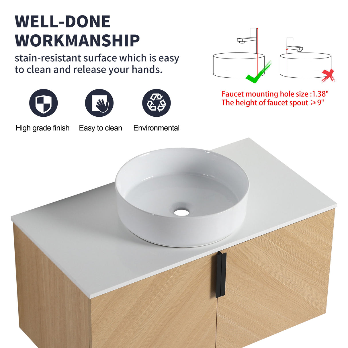 Wall Mounted Bathroom Vanity With Art Sink
