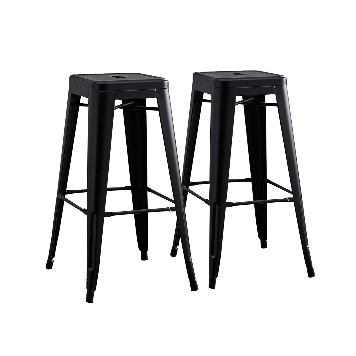 Backless Lightweight Bar Stools (Set of 2) - Black