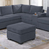 Contemporary L-Shaped Sectional Set With USB Console & Ottoman