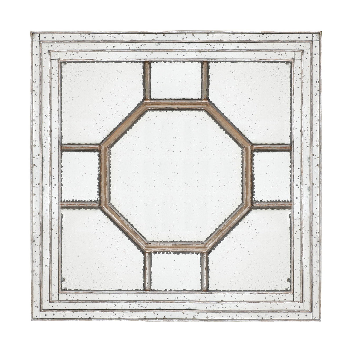 Antique Style Decorative Square Wall Mirror With Mirrored Frame, Wall Decor For Living Room Entryway, Console Lean Against Wall - Silver - Wall Mirrors - Alpine Outlets