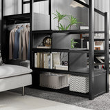 Loft Bed With Storage Shelves, Wardrobe