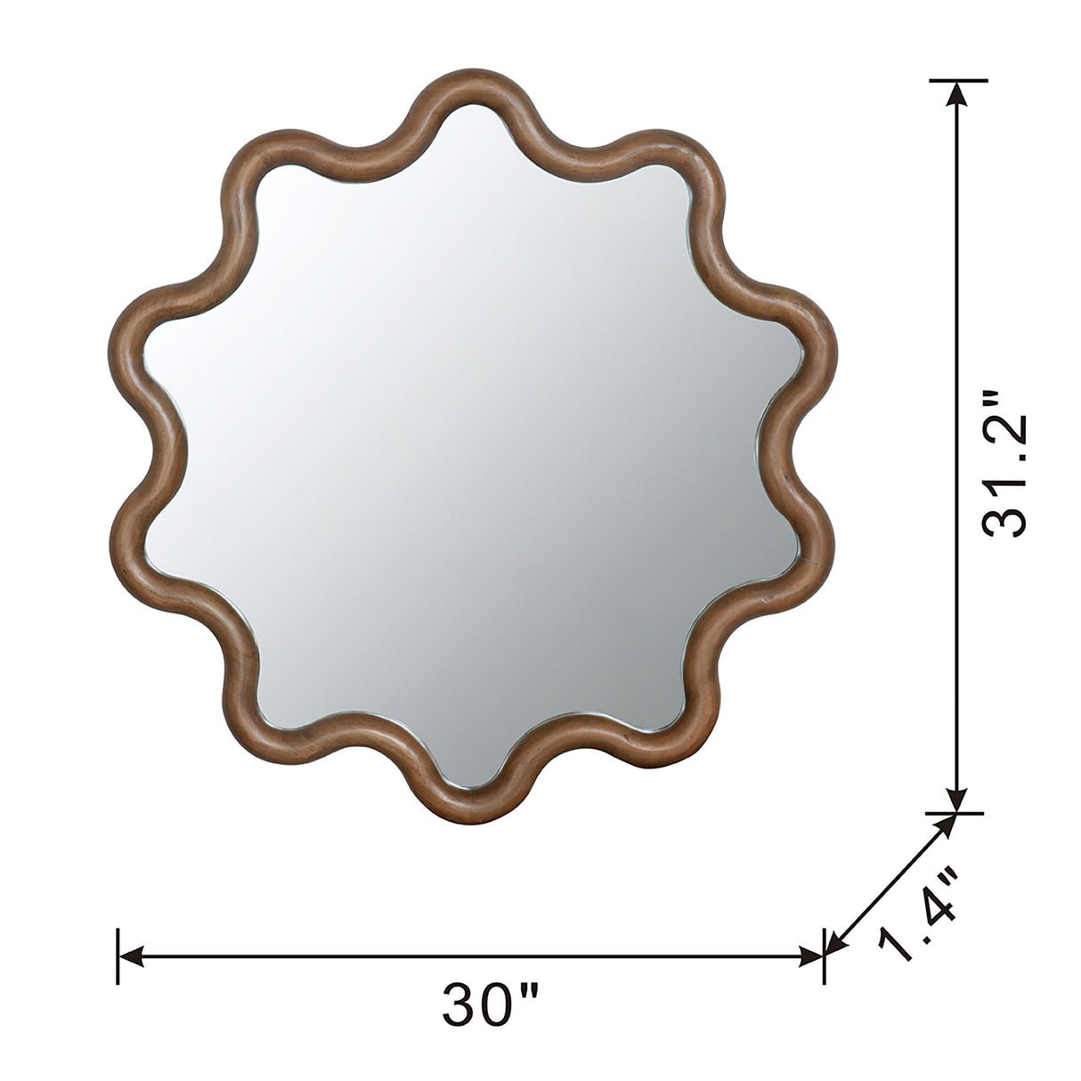 Wooden Accent Mirror With Unique Frame, Wall Mirror For Living Room Bedroom Entryway - Brown - Wall Mirrors - Alpine Outlets