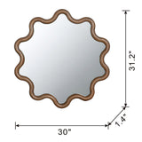 Wooden Accent Mirror With Unique Frame, Wall Mirror For Living Room Bedroom Entryway - Brown - Wall Mirrors - Alpine Outlets