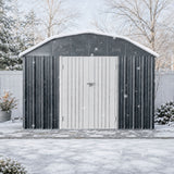 10 Ft X 12 Ft Outdoor Metal Storage Shed With Arch Roof With Lockable Doors For Backyard Garden Patio Lawn - Black