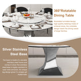 Round Dining Table With 6 Chairs Set - Silver