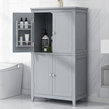 Elegant Bathroom Floor Storage Cabinet With 4 Doors, Adjustable Shelves