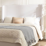 Hayden - King Size Upholstered Wingback Bed With And Tall 54" Headboard - Ivory