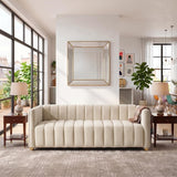 Vertical Channel Tuft Sofa For Apartment Lounge - Ivory