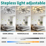 30" Flower 6 Speed Ceiling Fan With Remote Controlled LED Lights, Low Profile Flush Mount Fan