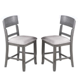 7 Piece Counter Height Dining Set With Storage Shelves, Table & 6 High Chairs - Gray