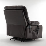 Lift Chair With Heat & Massage, 2 Pockets, 2 Cup Holders, Dual Remote - Wine Red