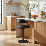 Callie - Swivel Metal Adjustable Height Barstool With Faux Leather Seat - Black Finish