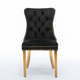 Nikki - Modern, High-End Tufted Solid Wood Contemporary Velvet Upholstered Dining Chair With Golden Stainless Steel Plating Legs, Nailhead Trim (Set of 2) - Chair Sets - Alpine Outlets