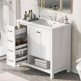Bathroom Vanity With Sink Top, Bathroom Vanity Cabinet With 2 Doors And 2 Drawers, Open Shelf