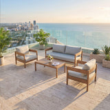 Outdoor Sofa With Weather Resistant Cushions (Coffee Table Not Included) (Set of 3) - Oak