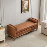 Upholstered End Of Bed Bench With Arms & 2 Bolsters For Bedroom