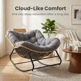 Oversized Papasan Rocking Chair Outdoor With Thick Cushion