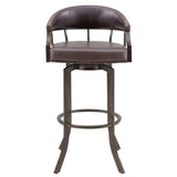Edy - Swivel 26" Auburn Bay And Brown Faux Leather Bar Stool