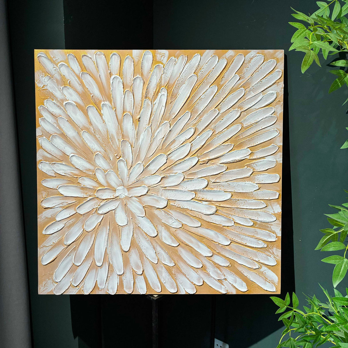 Textured Floral Canvas Wall Art, Hand Painted Thick Impasto Flower Painting (Set of 2) - Antique White