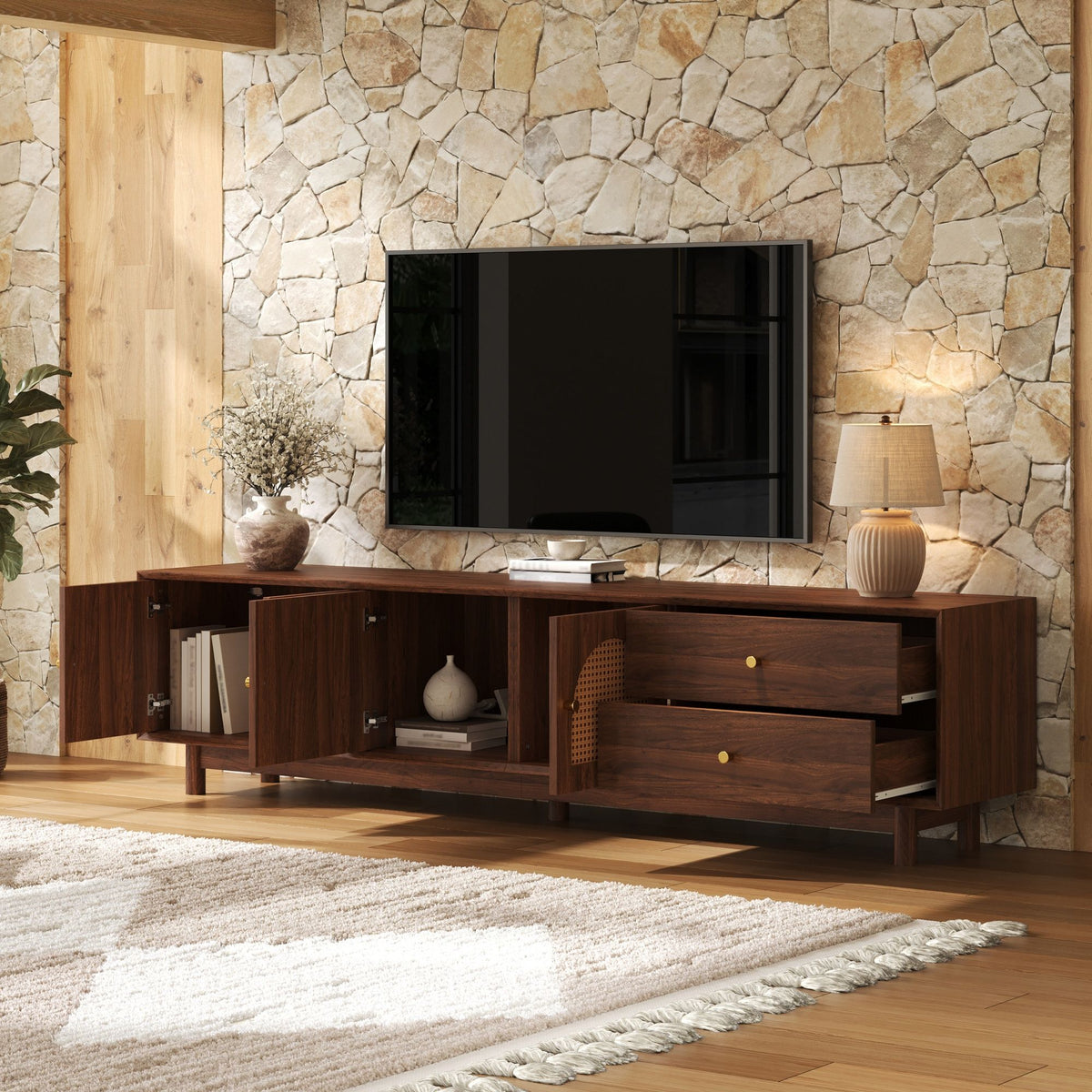 TV Stand With For 85" TVs - Walnut