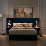 Comfortable Upholstered Bed With Vertical Channel Tufted Wingback Headboard