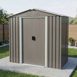 Outdoor Storage Shed Garden Building Weather Resistant Metal 8x4ft Gray
