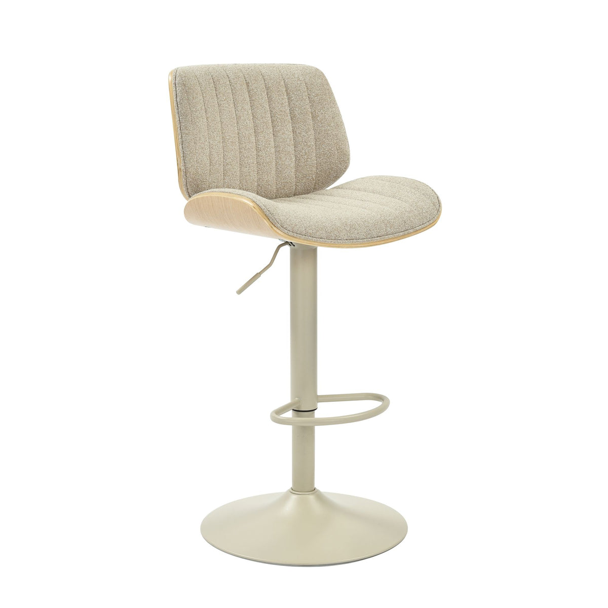 Brock - Adjustable Swivel Curved Back Wood Bar Stool With Faux Leather Seat