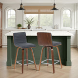 Vienna - Modern Counter Height Swivel Bar Stool - Walnut Finished Wood Frame