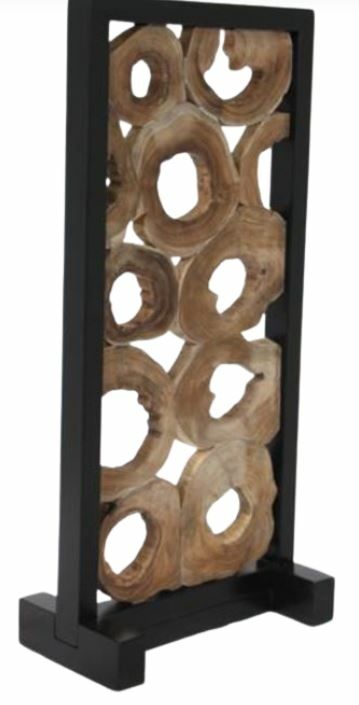 Teak - Screen Divider - Light Brown / Black