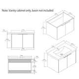 Floating Bathroom Vanity Cabinet & Soft Close Double Doors, Spacious Interior Storage, Wall Mounted, Cabinet Only