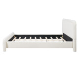 Upholstered Platform Bed Frame With Curved Headboard, Wood Slats Support