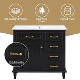 Modern Bathroom Vanity With Sink Top, Flip Drawers, Adjustable Shelf