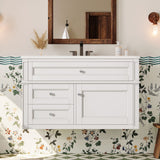 Modern Wall Mounted Floating Cabinet With Double Drawer And Sink