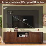 70" TV Stand With Ample Storage, Curved Corners - Dark Brown