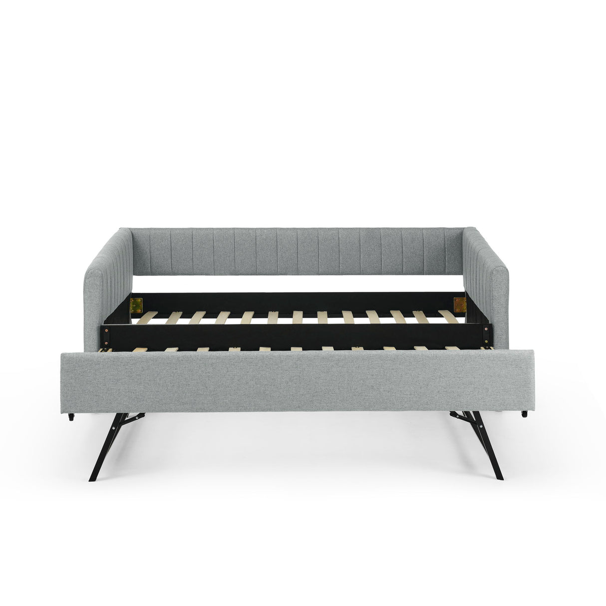 Upholstered Daybed With Trundle With Vertical Stripes