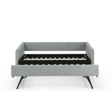Upholstered Daybed With Trundle With Vertical Stripes