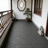 Stone Texture Patio Deck Tiles, Diy Interlocking Floor Tiles (Set of 44) - Dark Gray